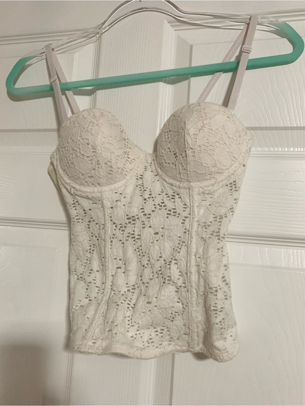 Forever 21 White and cream Lace Bustier Top